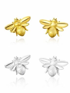 Artisan Made Textured Dainty Bee Earrings
